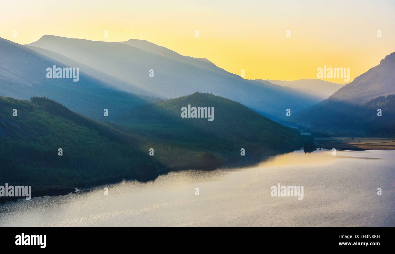 Beautiful sunrise over mountains in Ennerdale, Lake District, Cumbria, UK Stock Photo