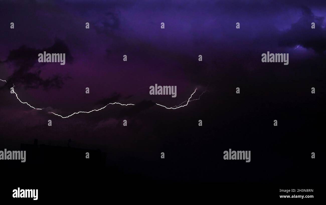 Stunning lightning in the dark sky in the storm Stock Photo - Alamy
