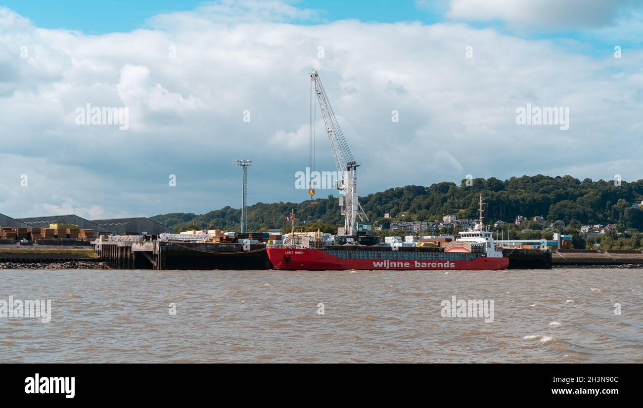 Honfleur, France - August, 4, 2021: A cargo ship of Wijnne Barends, one of the world's oldest shipping companies in the port of Honfleur, Normandy. Stock Photo