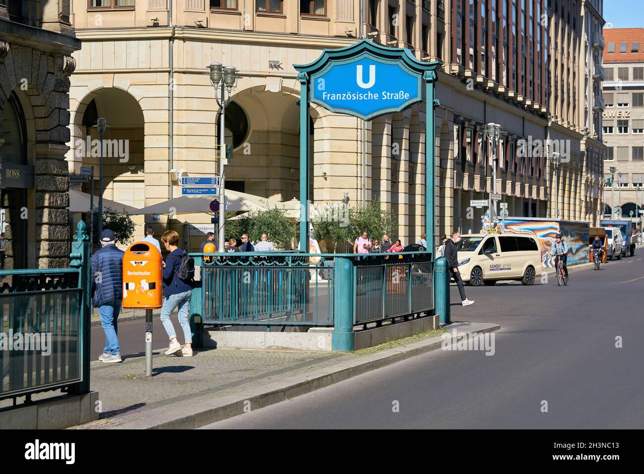 FranzÃ¶sische Strasse underground station in the centre of Berlin Stock Photo