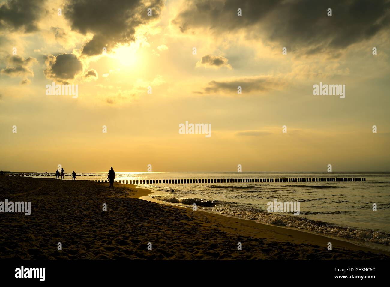 Beach near Rewal in Poland at sunset Stock Photo
