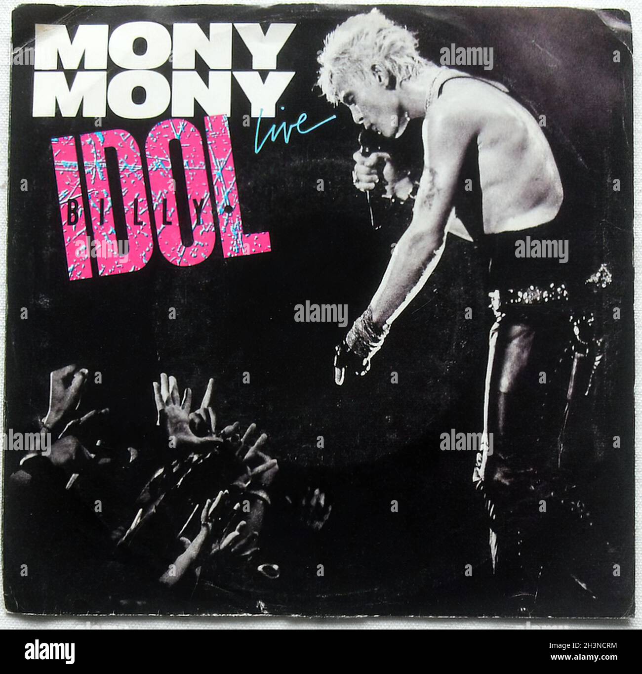 1987 Billy Idol Mony Mony 7 Inch Single 45 Rpm Record Sleeve Cover Graphics 1980s Stock Photo