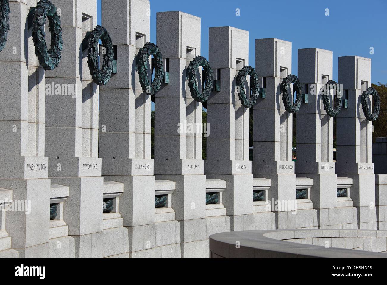 Washington DC World War Two memorial showing states Stock Photo
