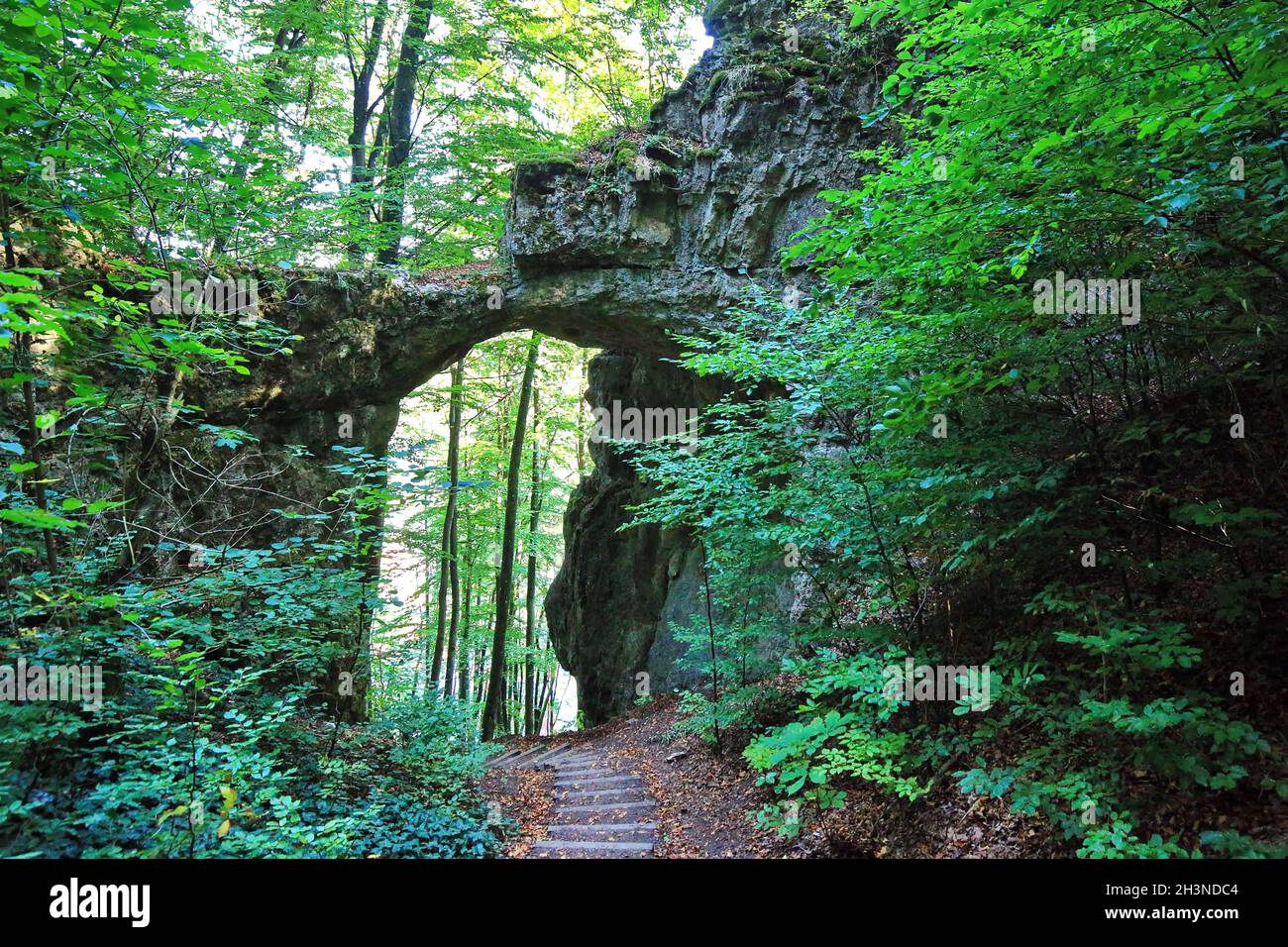 The rock gate is a sight of Emmendorf near Kinding Stock Photo