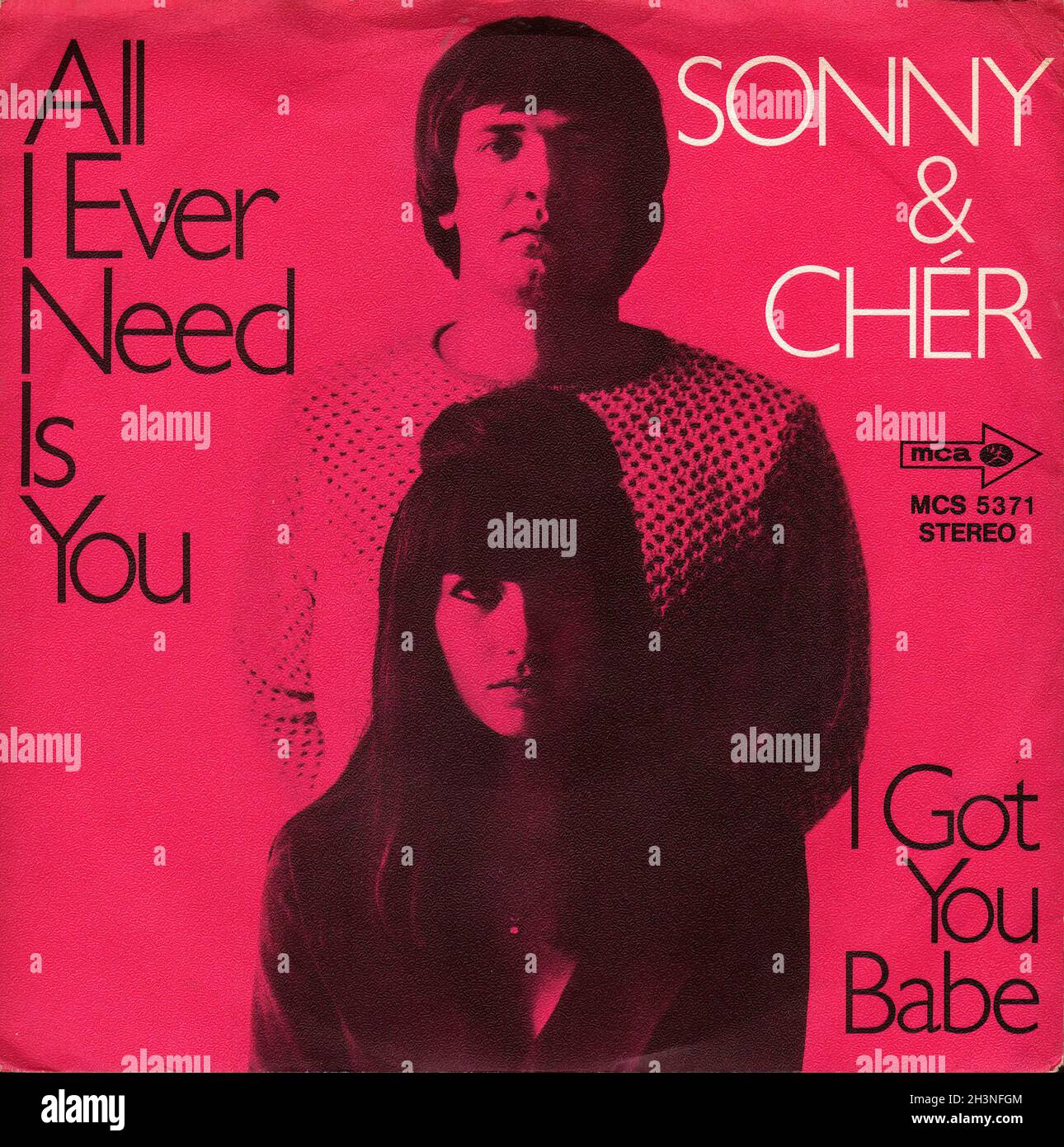 Vintage Vinyl Recording - Sonny & Cher - All I Ever Need Is You - D - 1971 Stock Photo