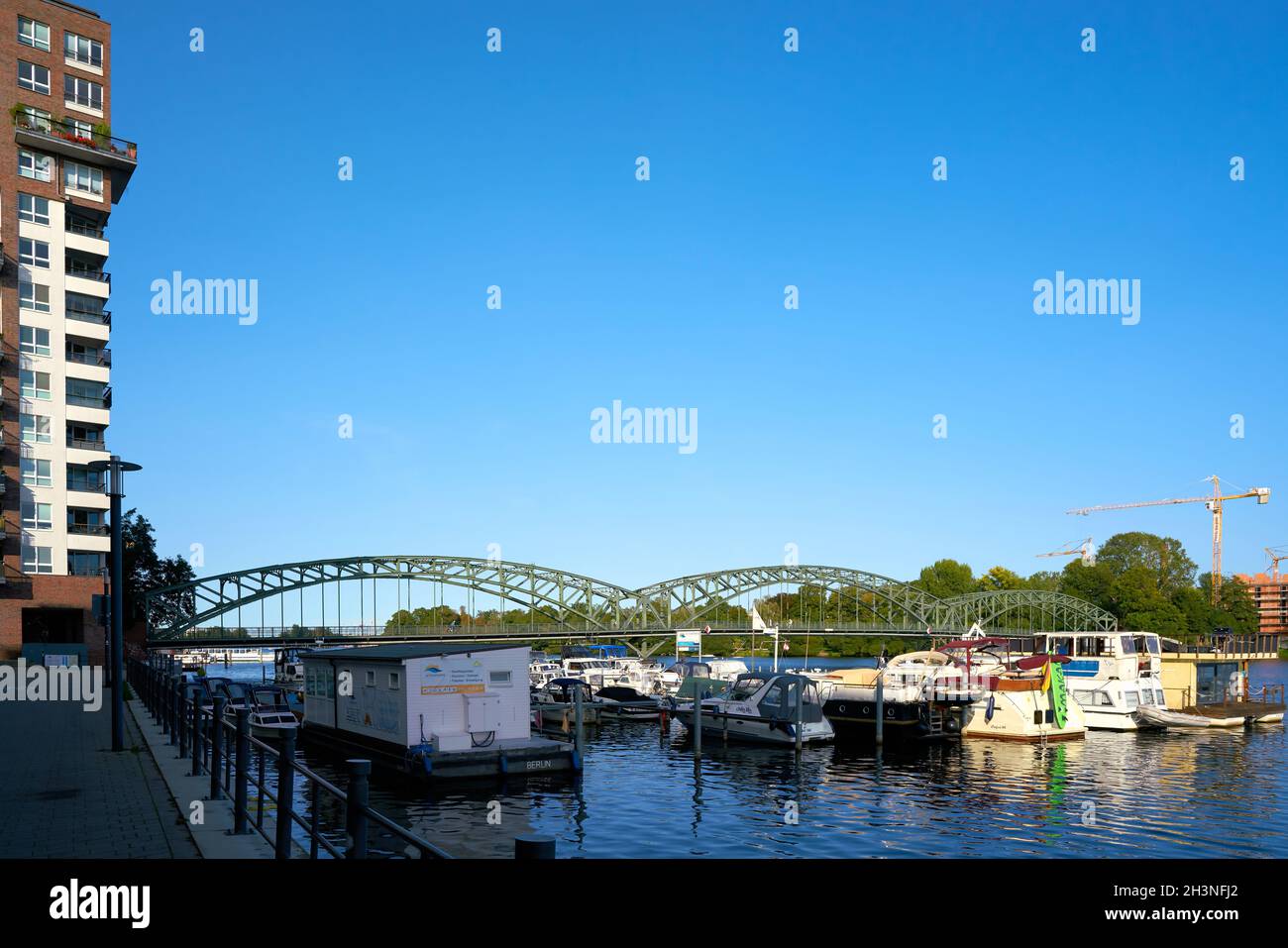 Old town harbour on the edge of the old town of Berlin-Spandau on the river Havel Stock Photo