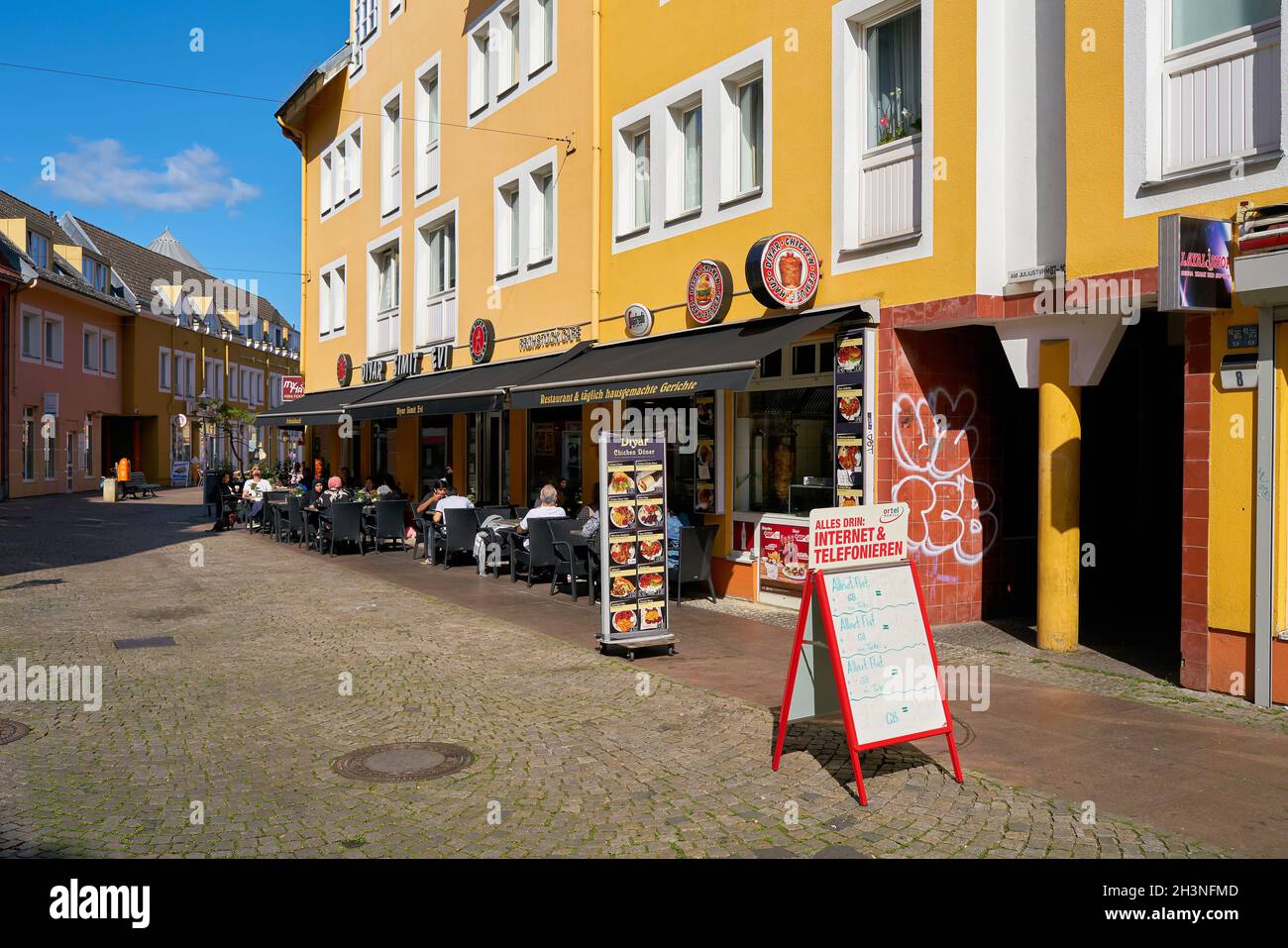Restaurants in the popular old town of Berlin-Spandau in Germany Stock Photo