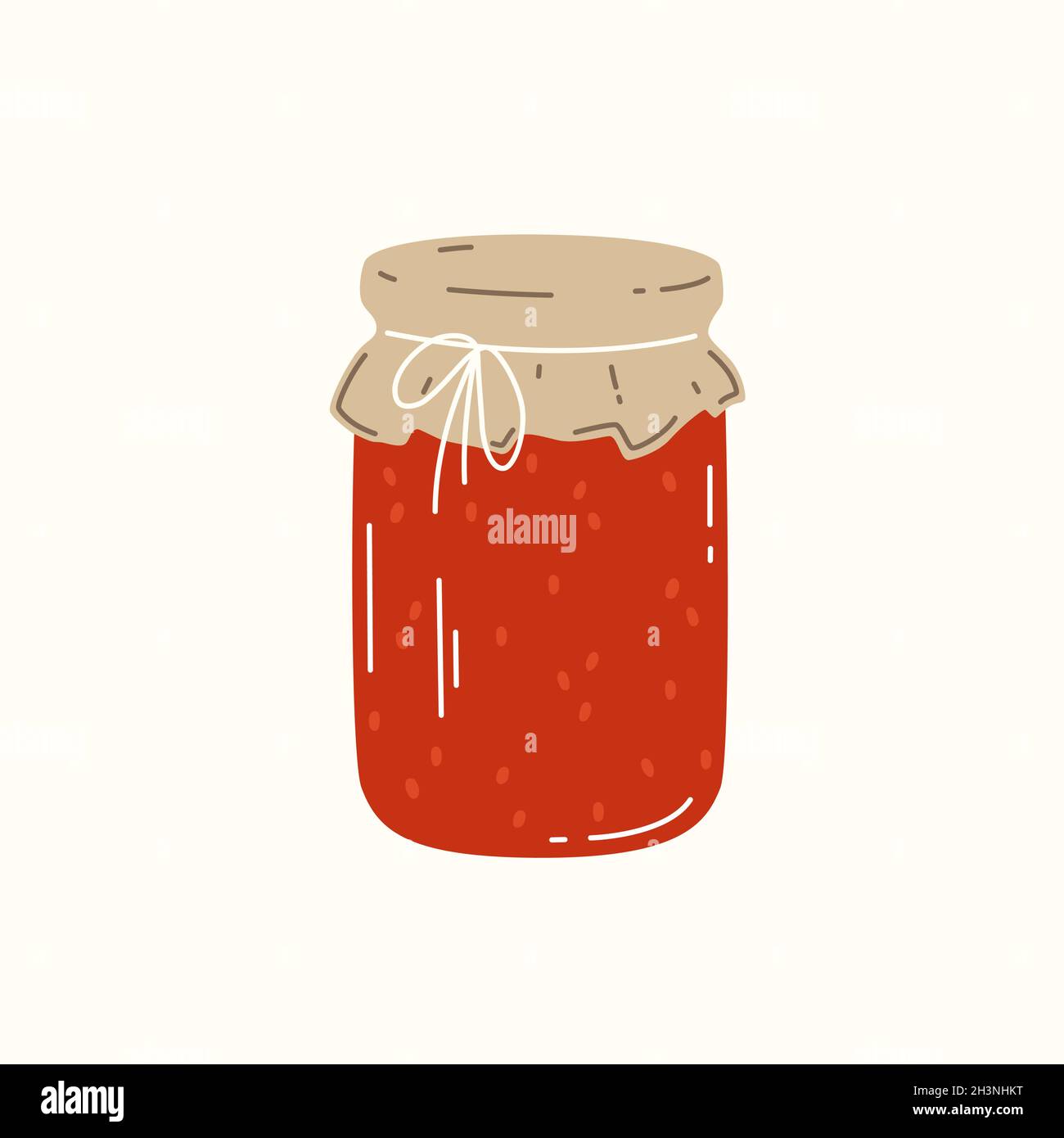 Raspberry jam in glass jar on white background. Vector illustration Stock Vector