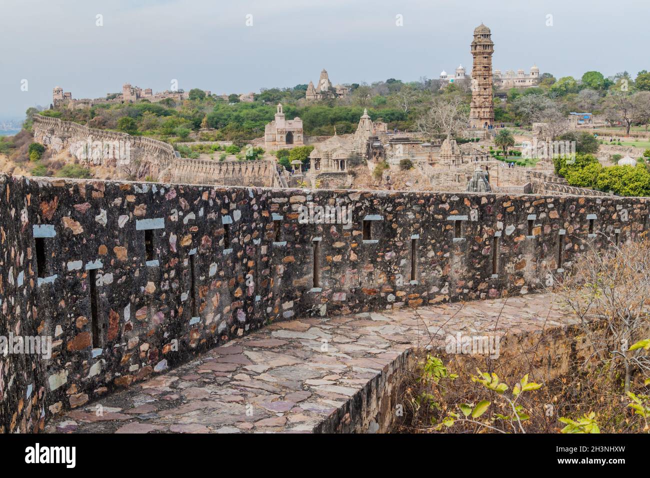 Wall of Chittor Fort in Chittorgarh, Rajasthan state, India Stock Photo