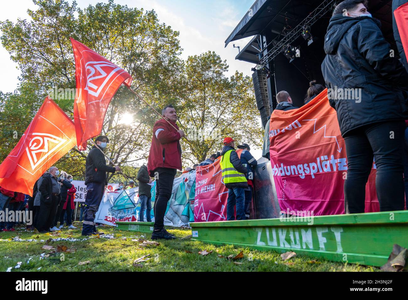 Steel action day of IG Metall, at 50 locations all over Germany, for FairWandel, the conversion of the steel industry to CO2 neutral industry, with jo Stock Photo