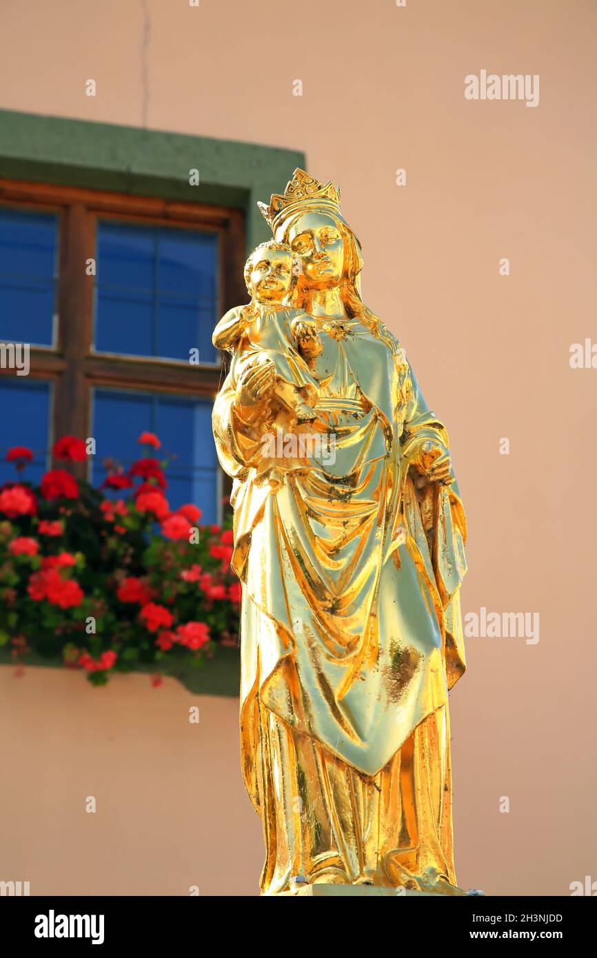 The statue of the Virgin Mary is a sight of Riedenburg Stock Photo