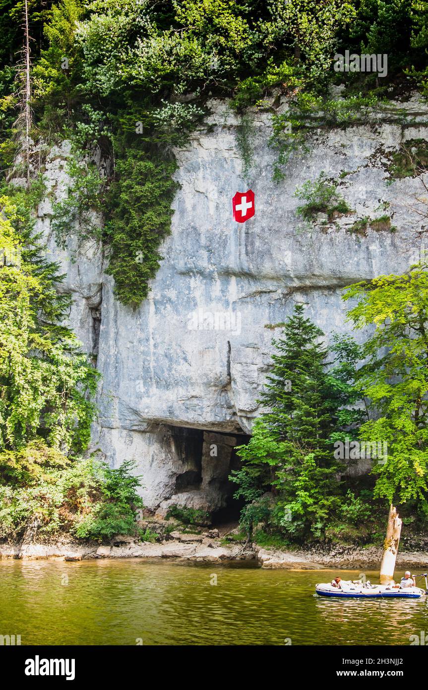 Doubs Gorges on the Franco-Swiss border Stock Photo