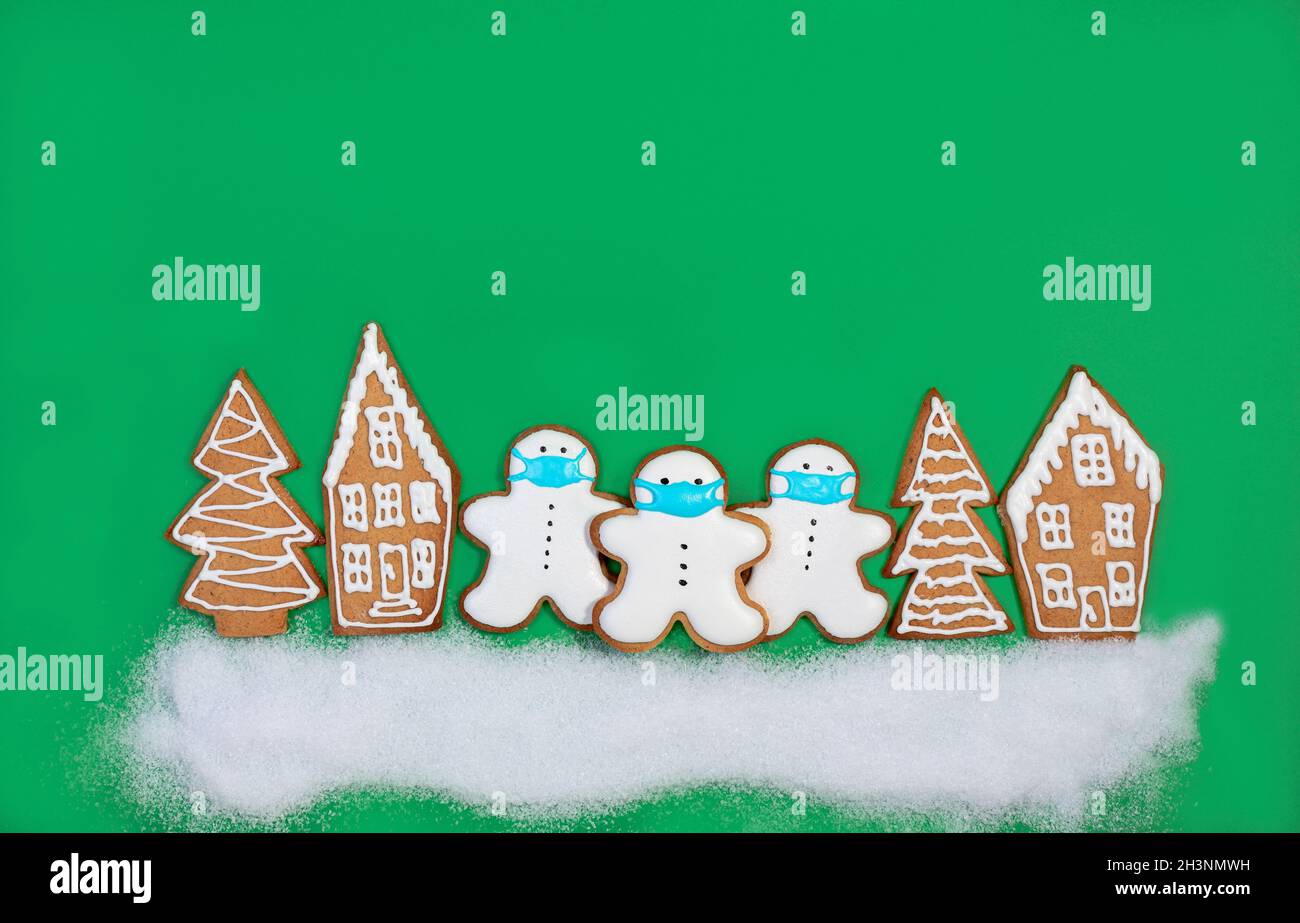 Christmas card with funny snowmen. Stock Photo