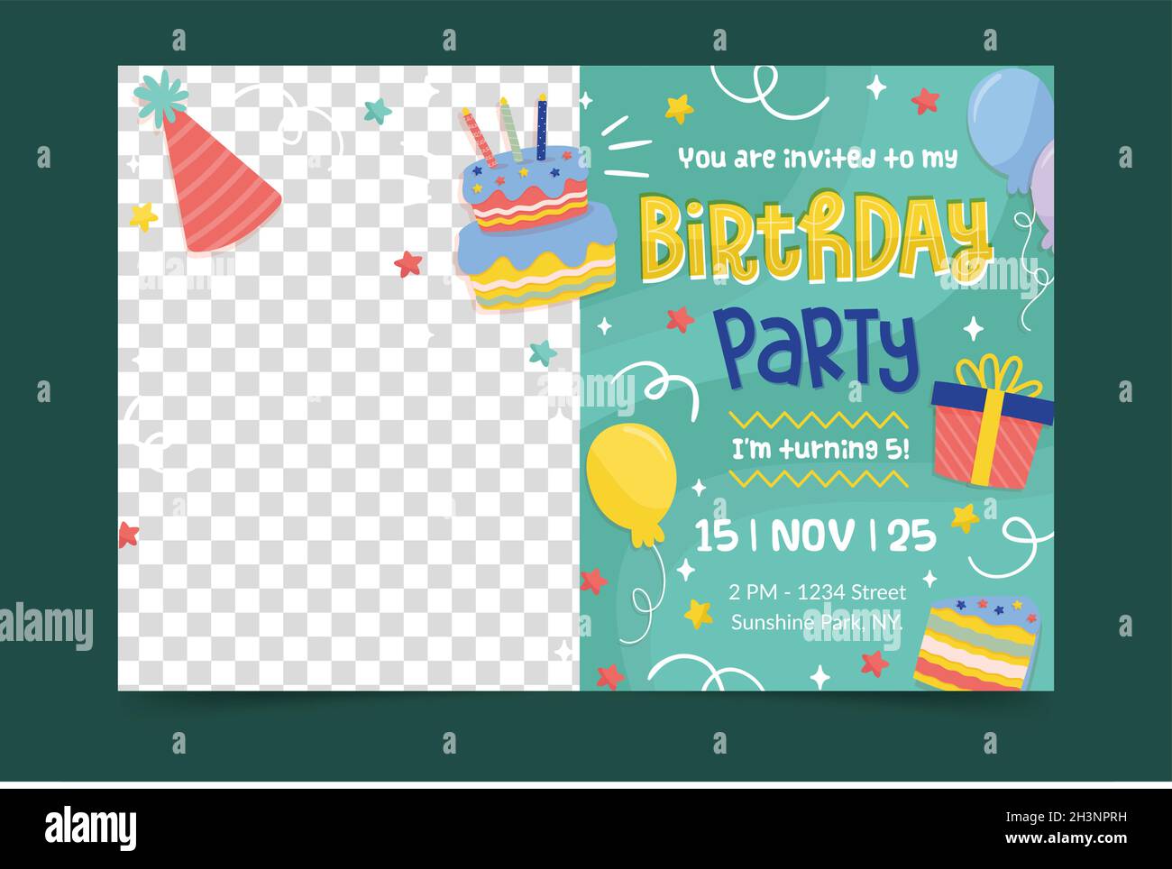 happy birthday invitation template vector design illustration Stock