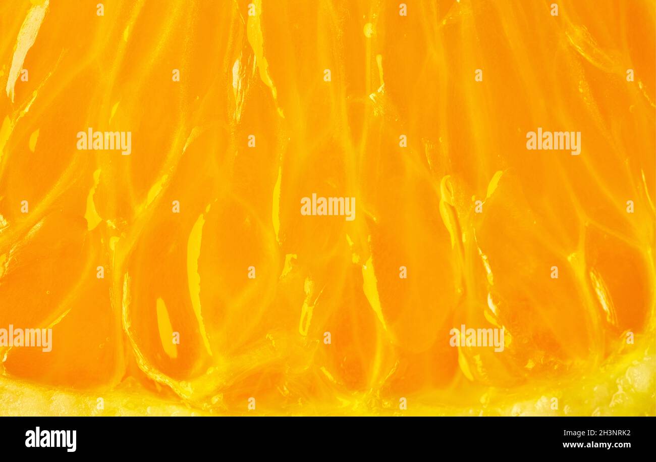 juicy orange fruit pulp macro Stock Photo