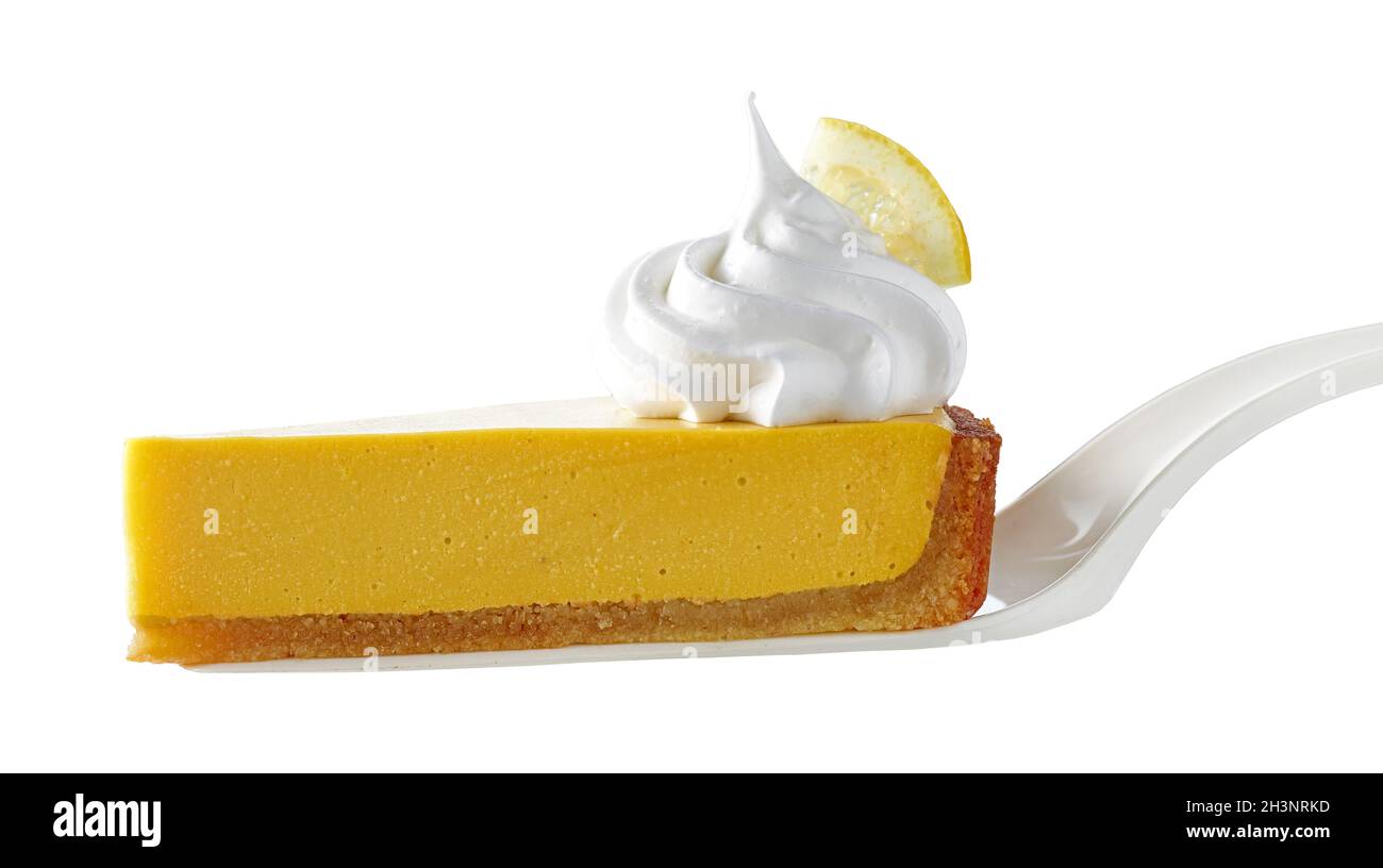 piece of lemon tart isolated on white background Stock Photo