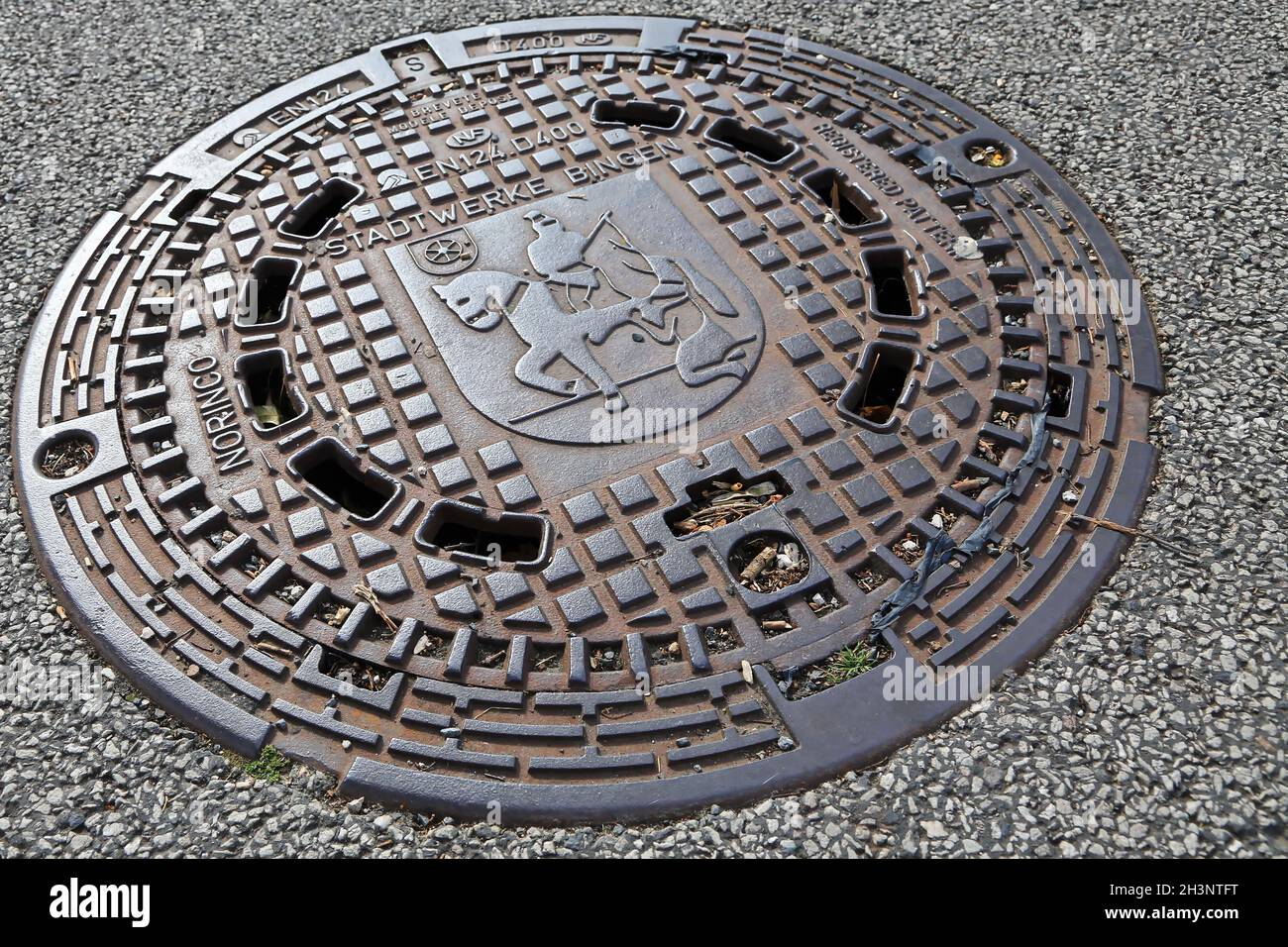 Manhole cover from Bingen am Rhein Stock Photo