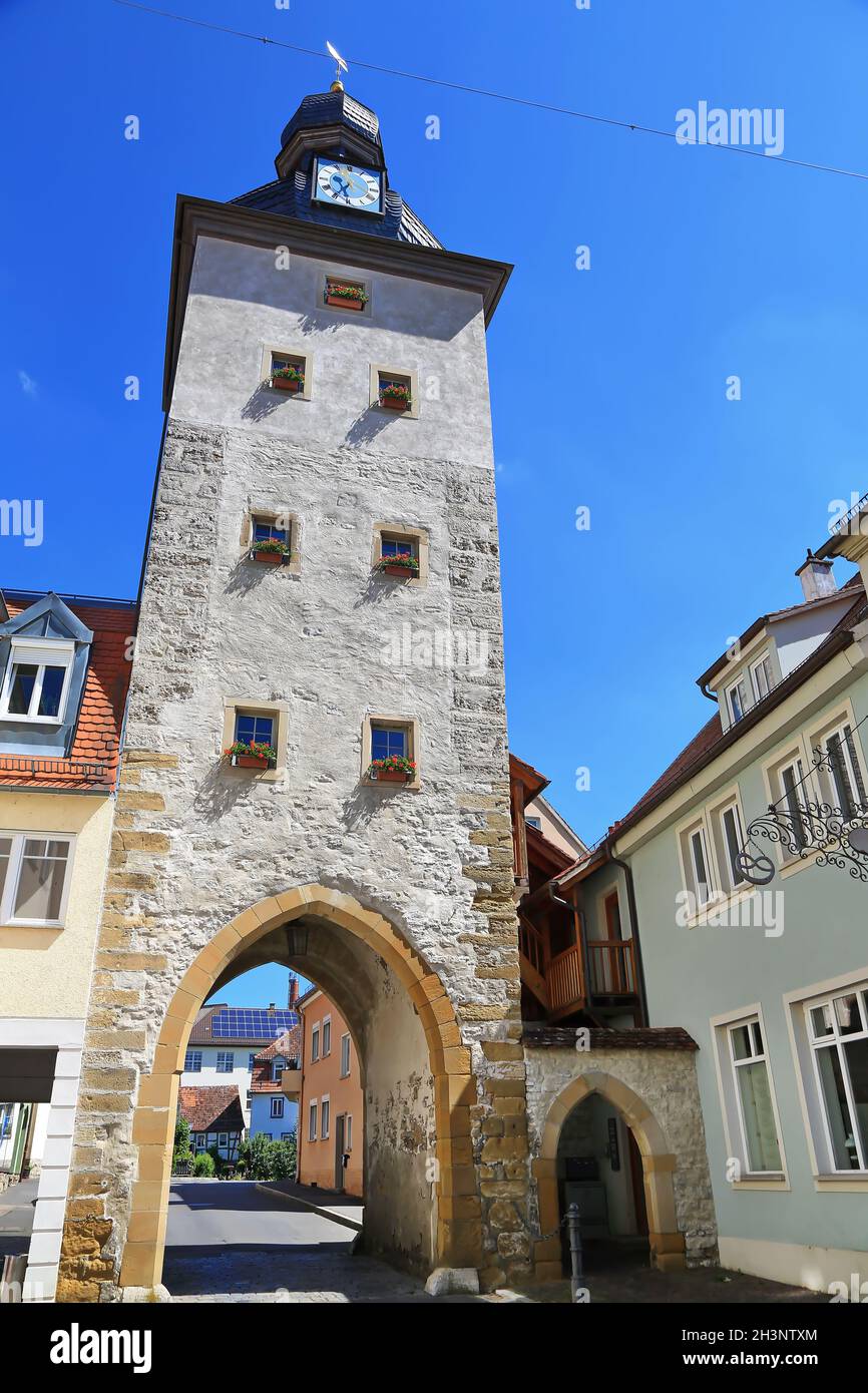The goose tower is a sight of the city of Weikersheim Stock Photo
