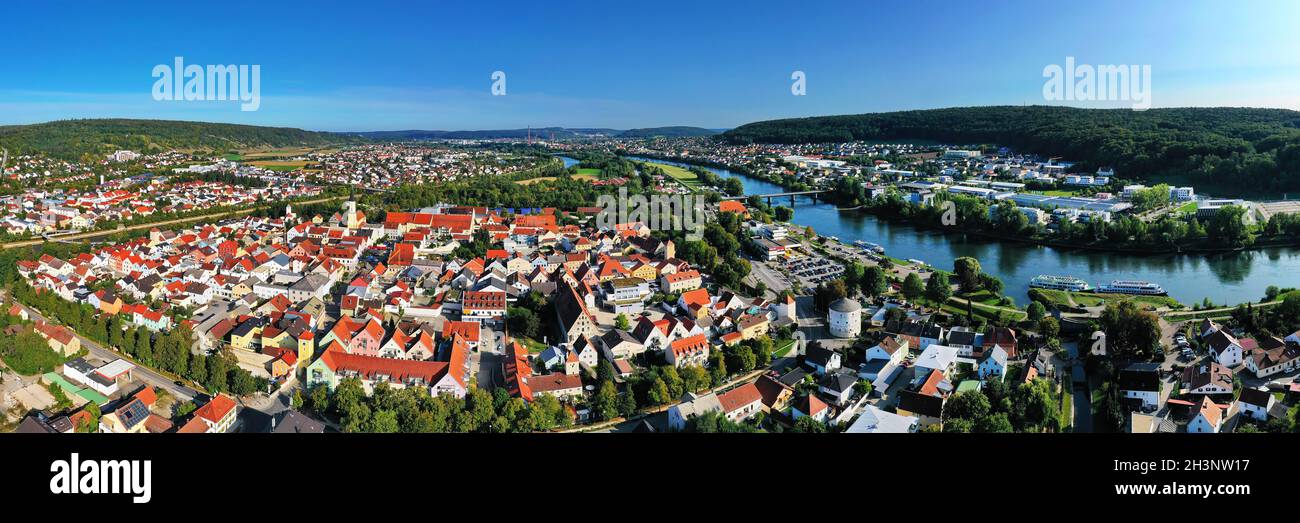 Panorama shot of Kelheim with sights of the city Stock Photo