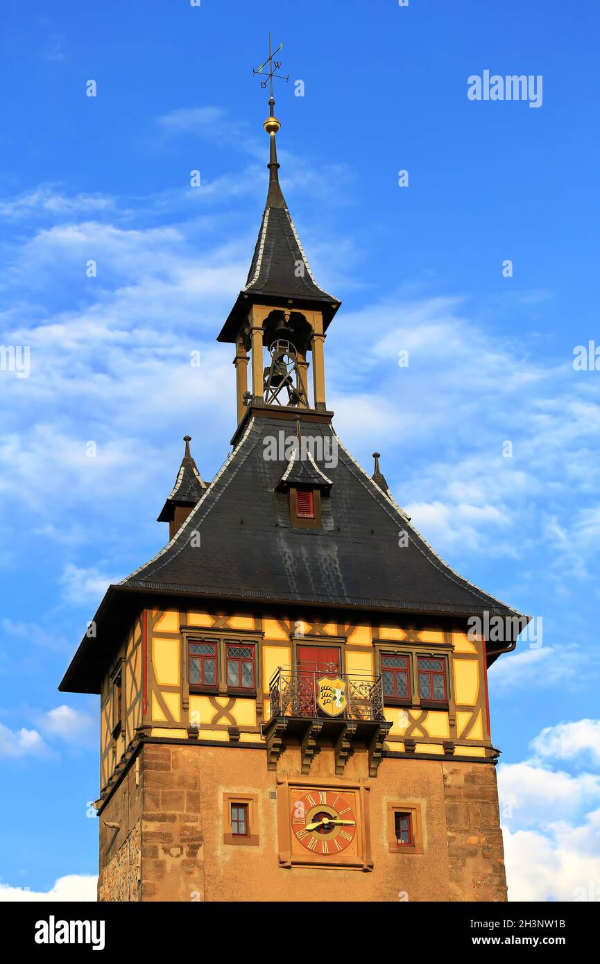 The upper gate tower is a sight of the city of Marbach am Neckar Stock Photo