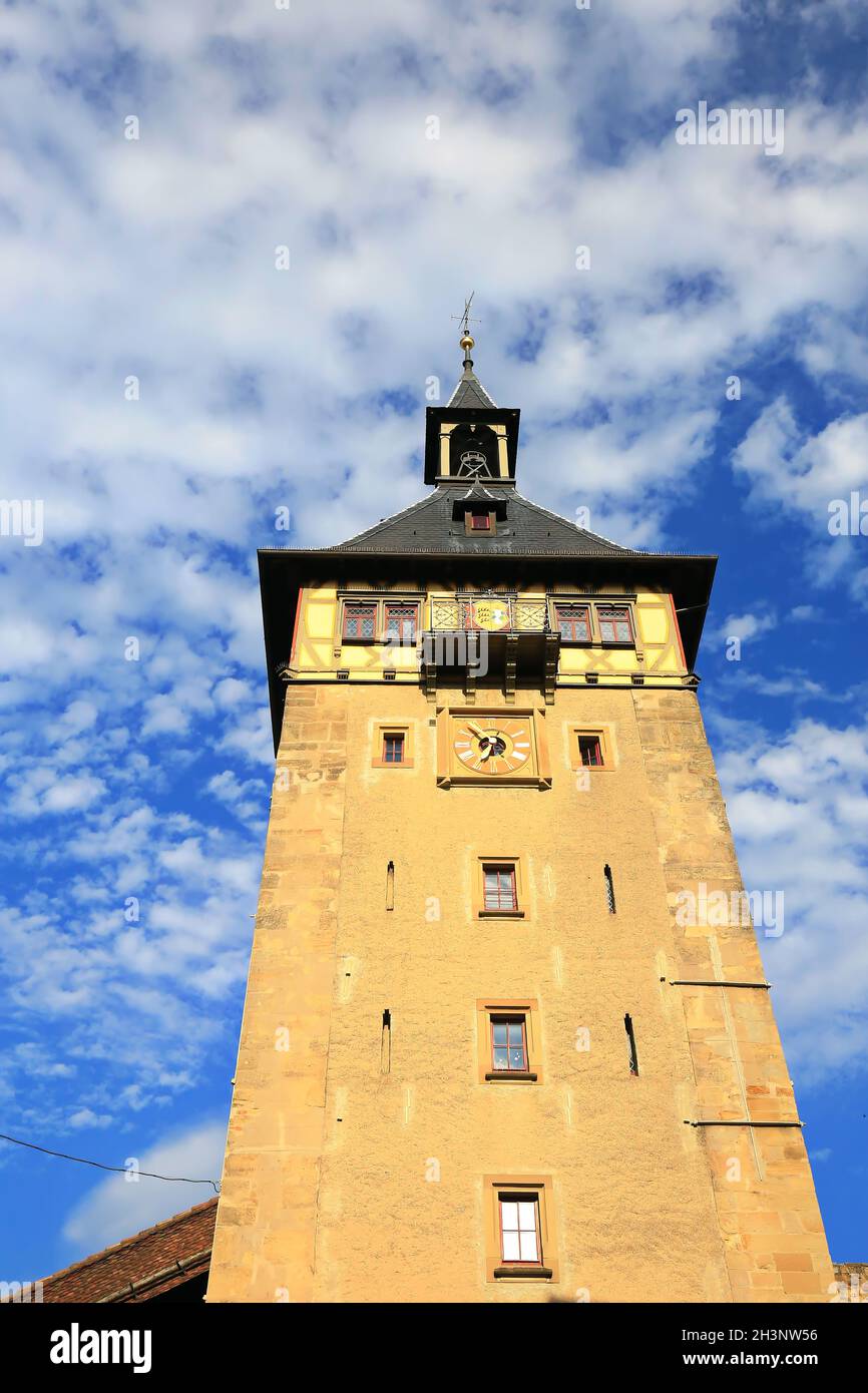 The upper gate tower is a sight of the city of Marbach am Neckar Stock Photo