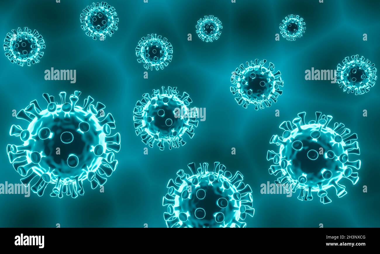 SARS-CoV-2 virus particles, illustration Stock Photo