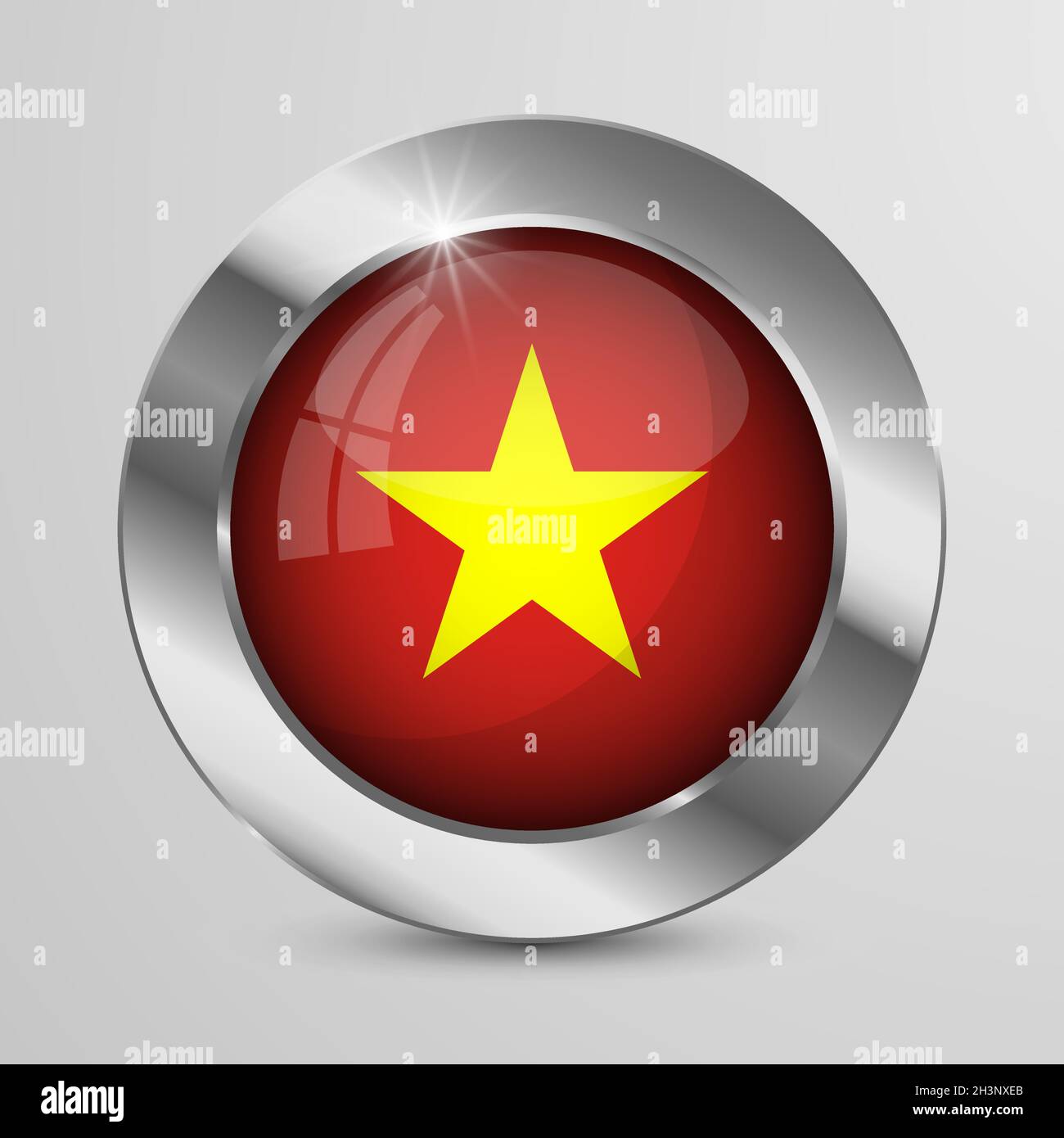 EPS10 Vector Patriotic Button with Vietnam flag colors. An element of impact for the use you want to make of it. Stock Vector