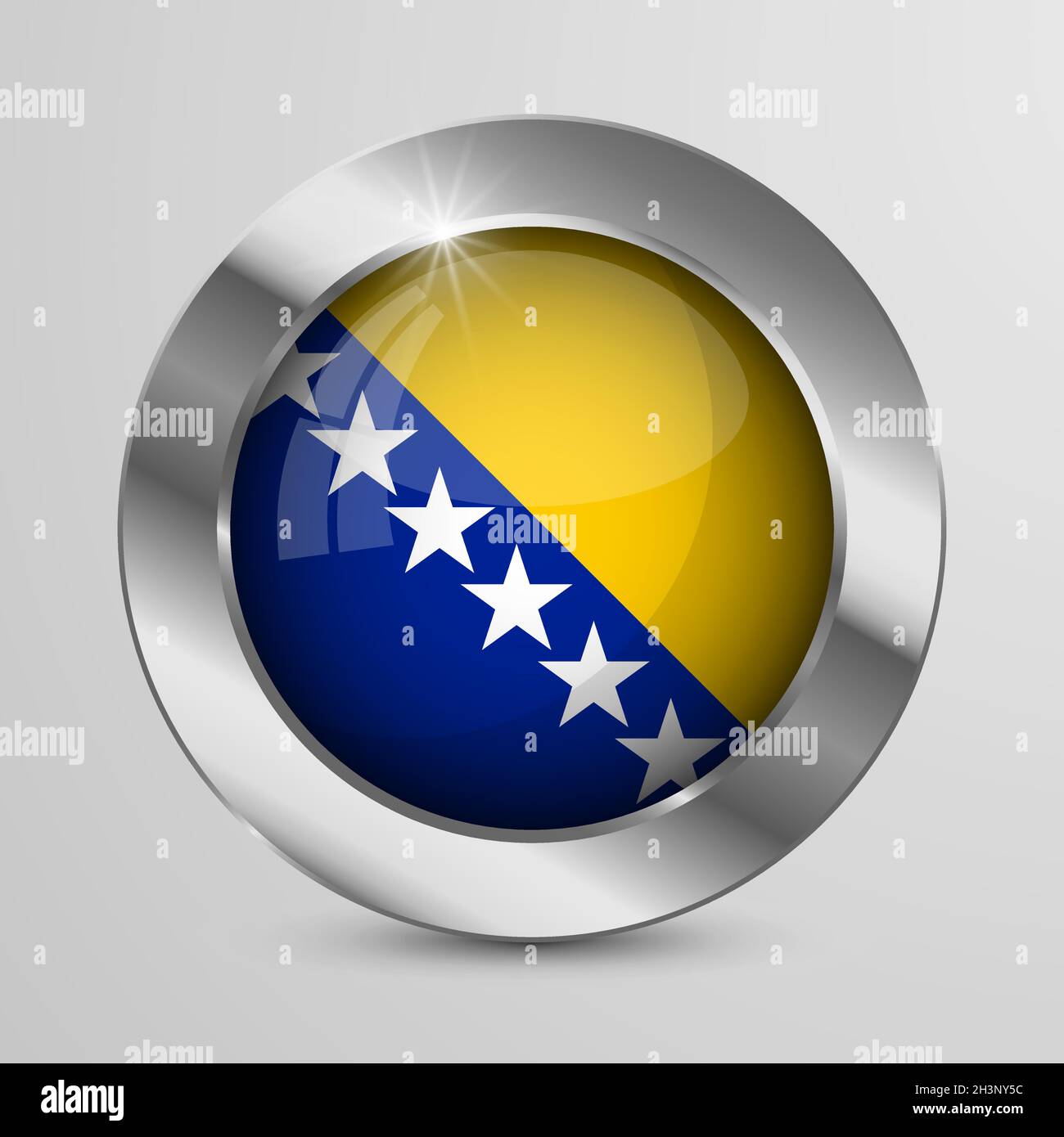 EPS10 Vector Patriotic Button with Bosnia and Herzegovina flag colors. An element of impact for the use you want to make of it. Stock Vector