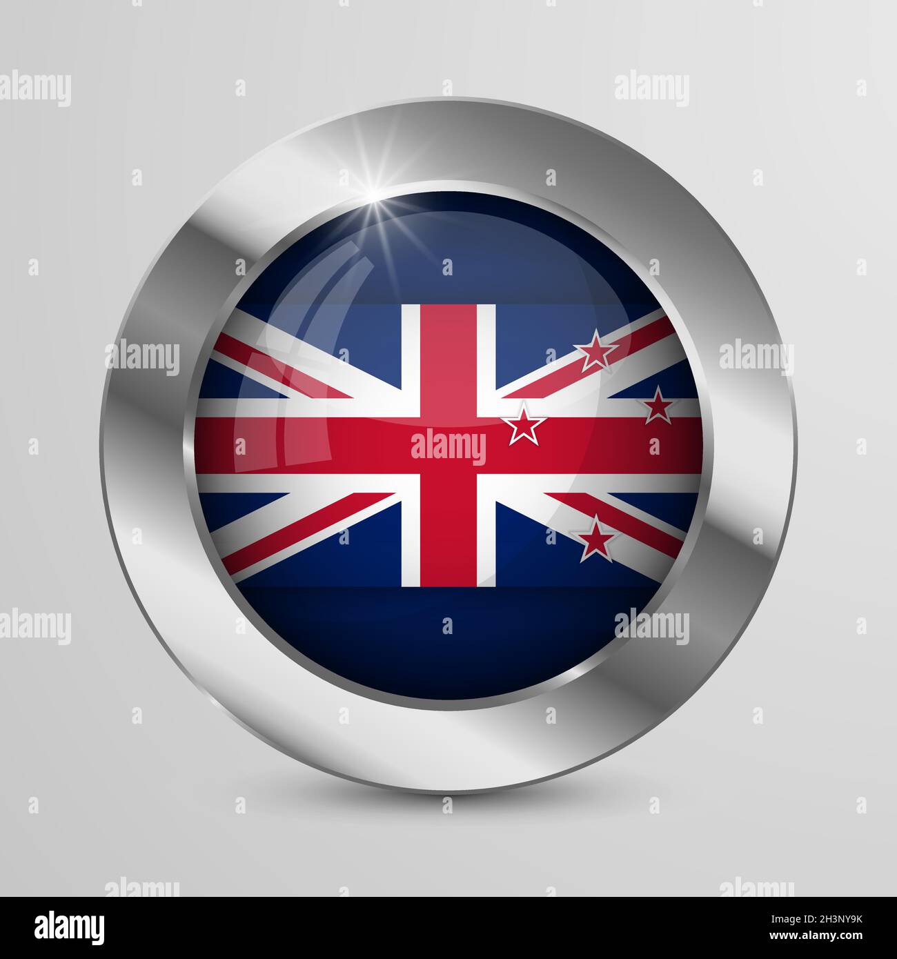 EPS10 Vector Patriotic Button with New Zealand flag colors. An element of impact for the use you want to make of it. Stock Vector