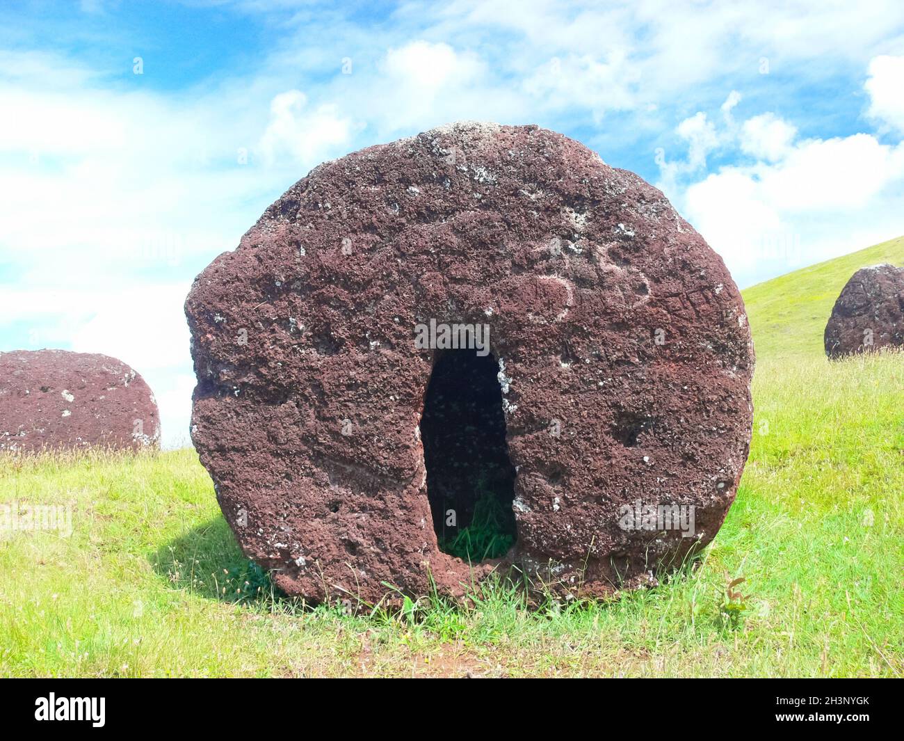 Tachyllite tuff stones, material from which the statues of Easter Island were made. Stock Photo
