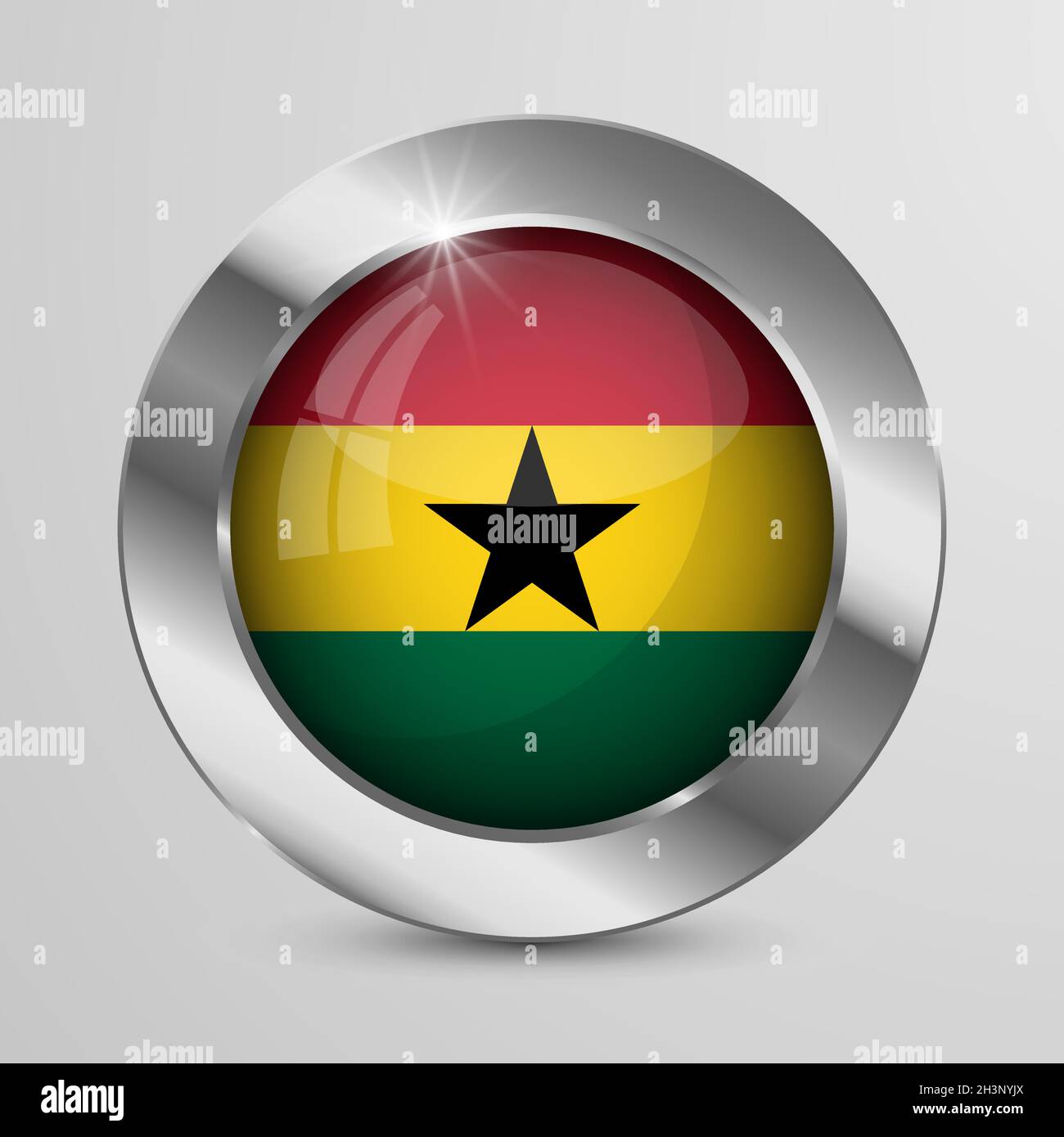 EPS10 Vector Patriotic Button with Ghana flag colors. An element of impact for the use you want to make of it. Stock Vector