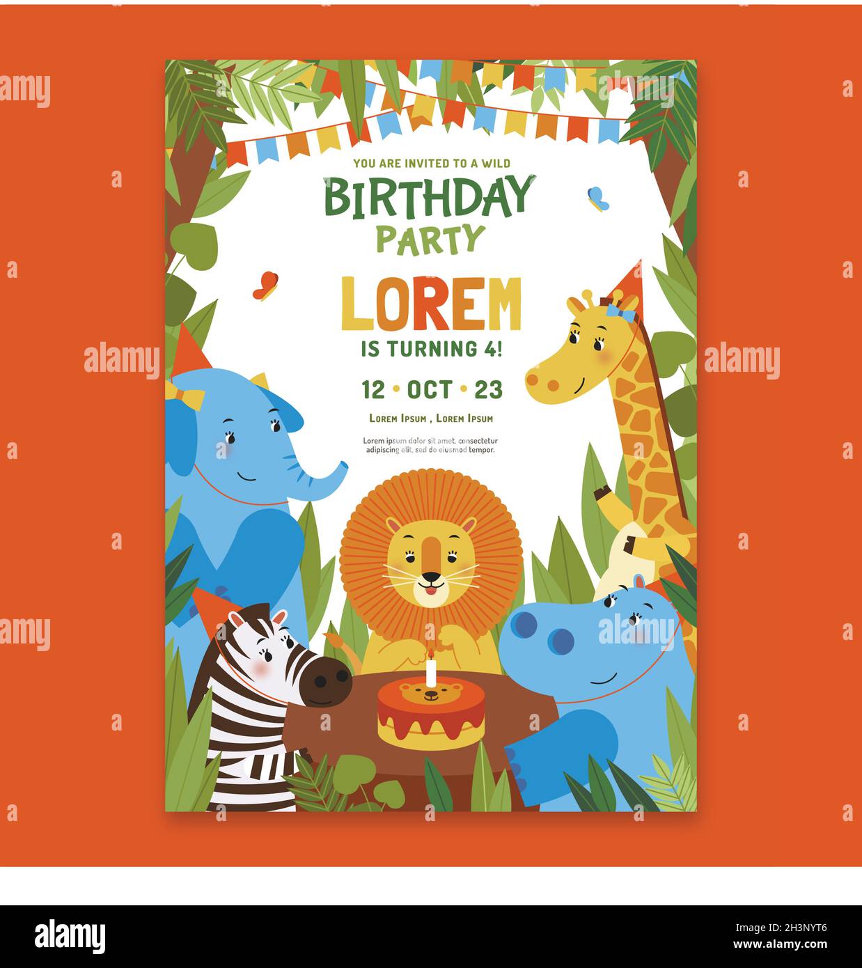 children s birthday invitation template vector design illustration ...