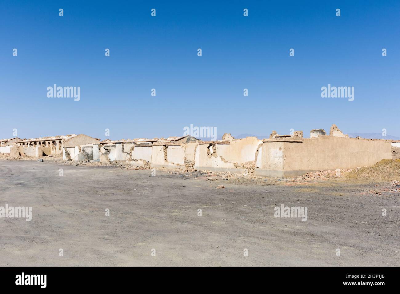 Desolate scene of an abandoned town in qinghai Stock Photo