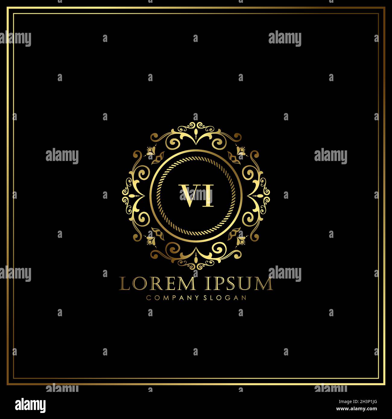 VI Initial Letter Luxury Logo template in vector for Restaurant, Royalty, Boutique, Cafe, Hotel, Heraldic, Jewelry, Fashion and other vector illustrat Stock Vector