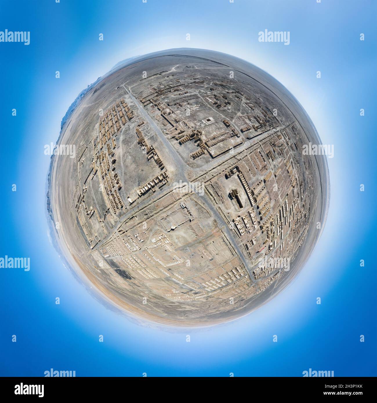 Spherical panorama of qinghai cold lake oil base ruins site Stock Photo
