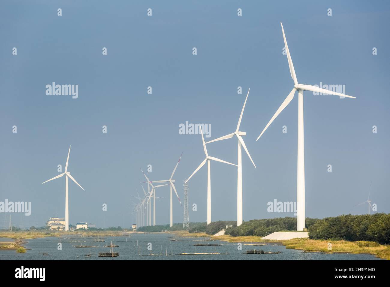 Wind farms on the coast Stock Photo Alamy