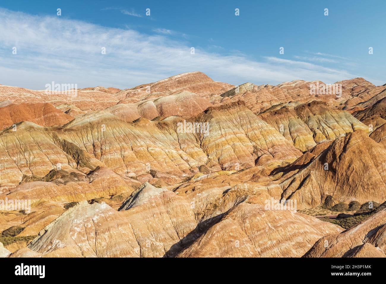 Colorful hilly landscape in zhangye Stock Photo