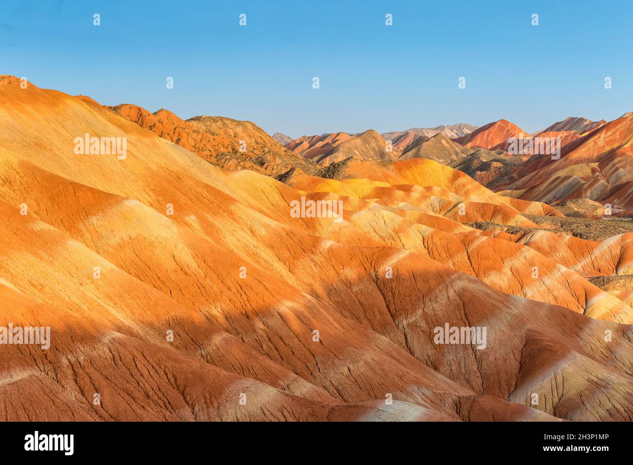 Rainbow mountain in sunset on zhangye Stock Photo