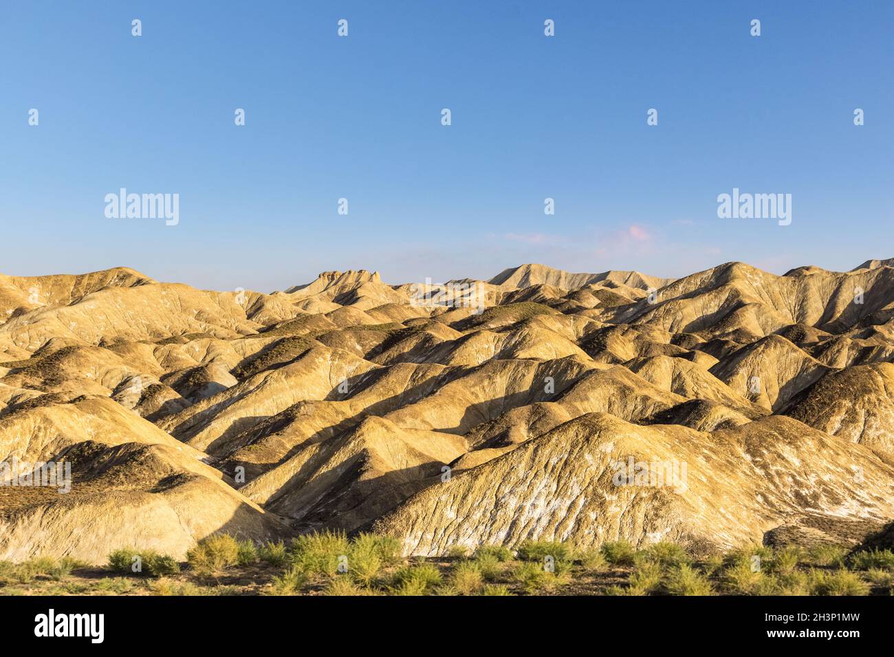 Beautiful hilly landscape at dusk in zhangye Stock Photo