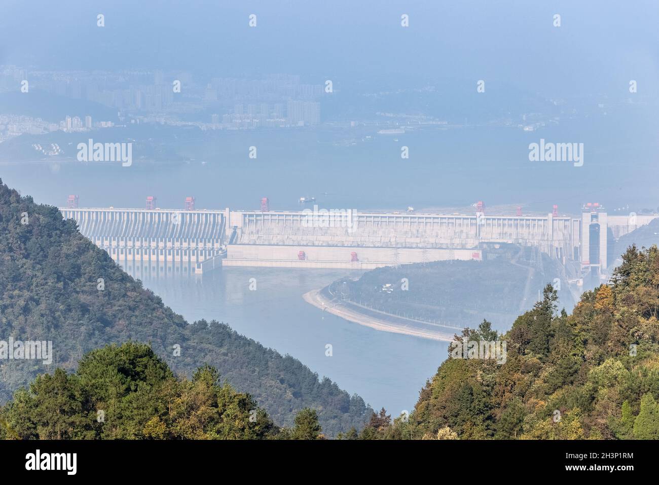 Aerial view of  the three gorges dam Stock Photo
