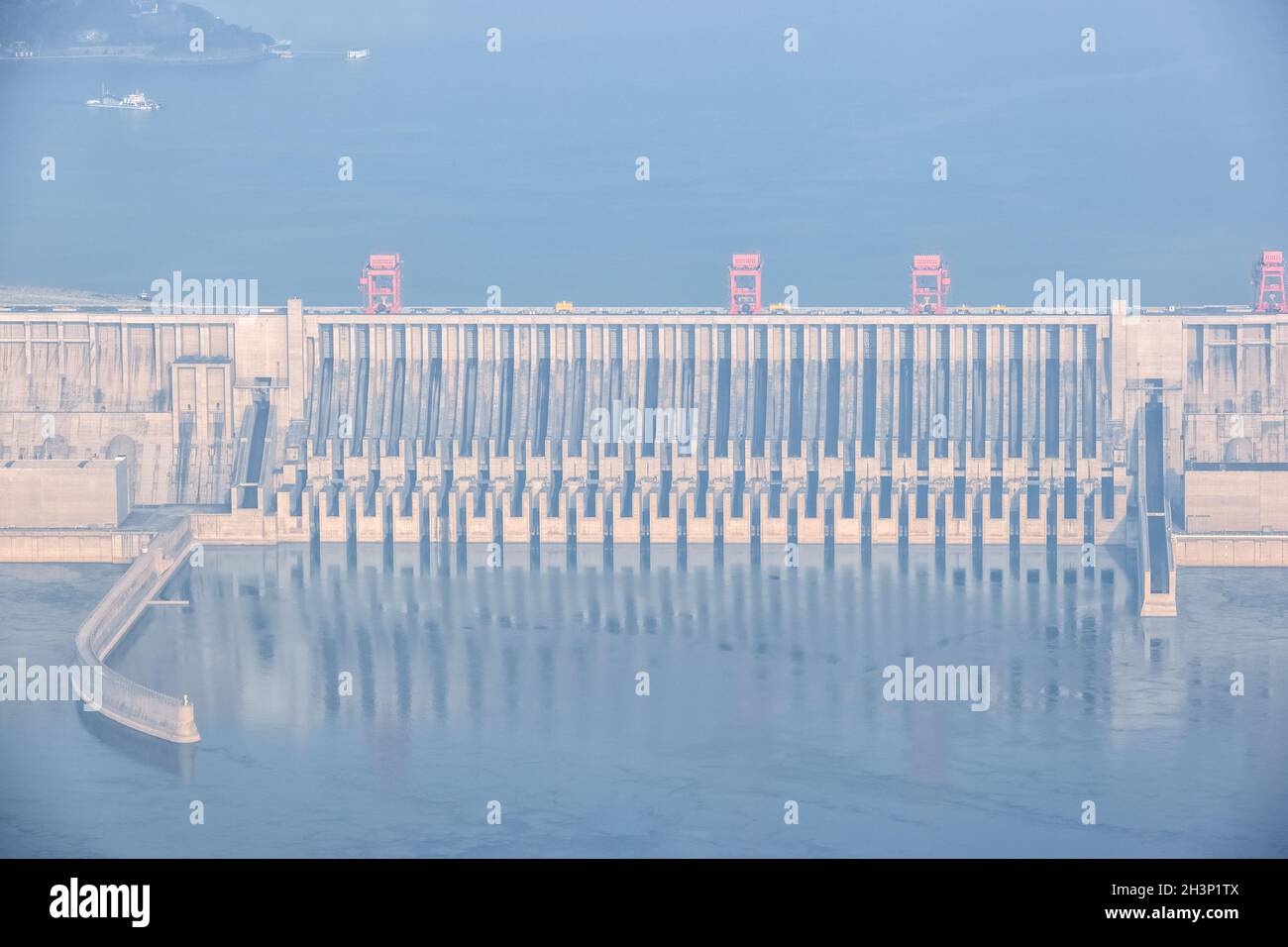 Three gorges dam closeup in morning Stock Photo