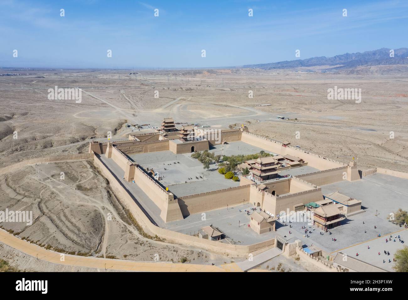 Aerial view of jiayu pass or jiayuguan Stock Photo