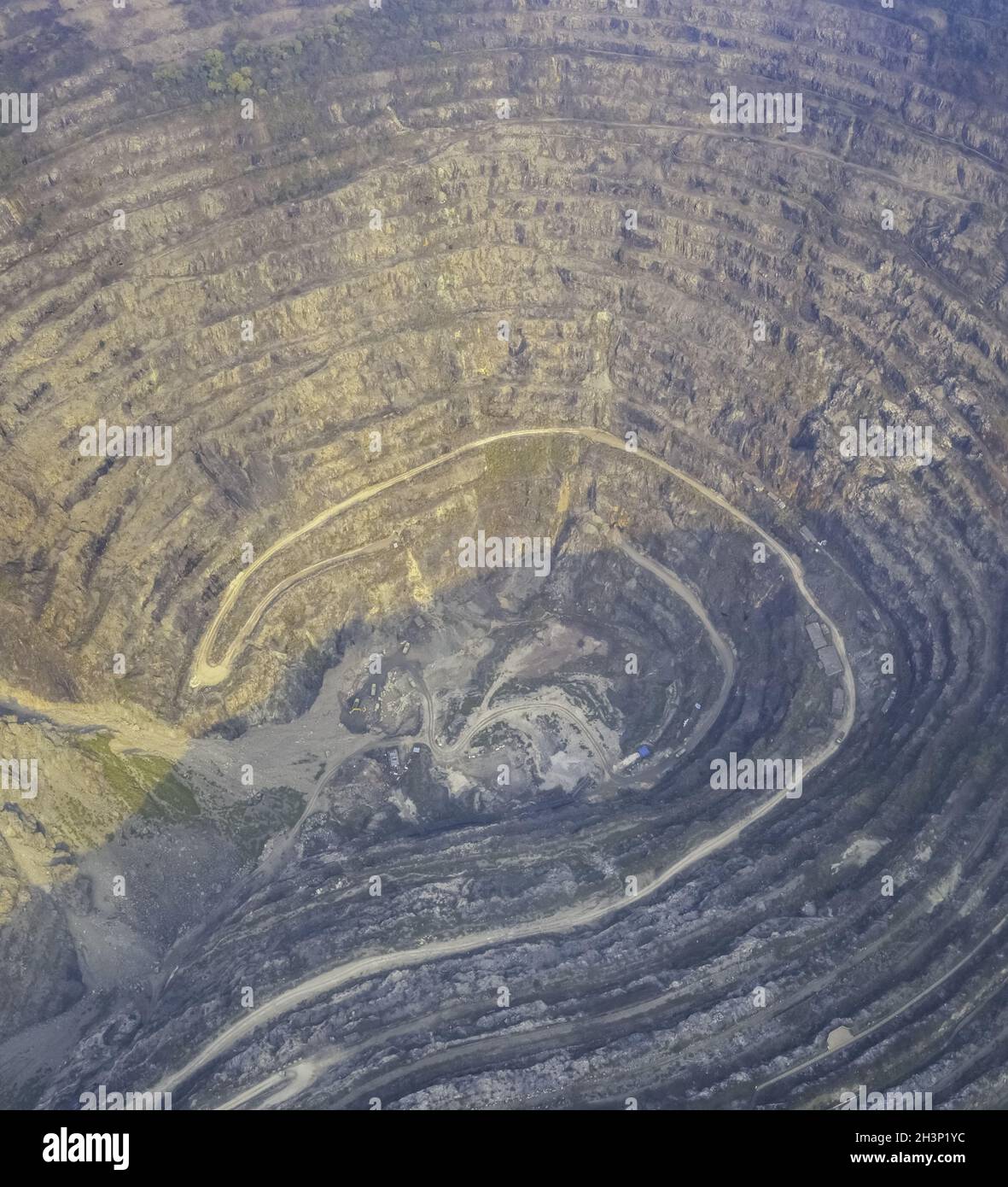 Aerial view of an iron ore pit Stock Photo