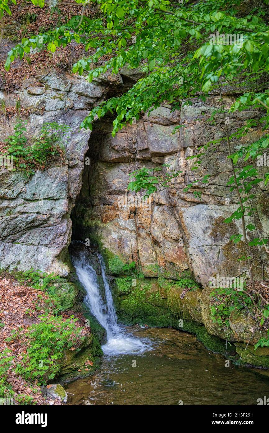 Goldbach MÃ¶nchemÃ¼hle Blankenburg waterfall Stock Photo