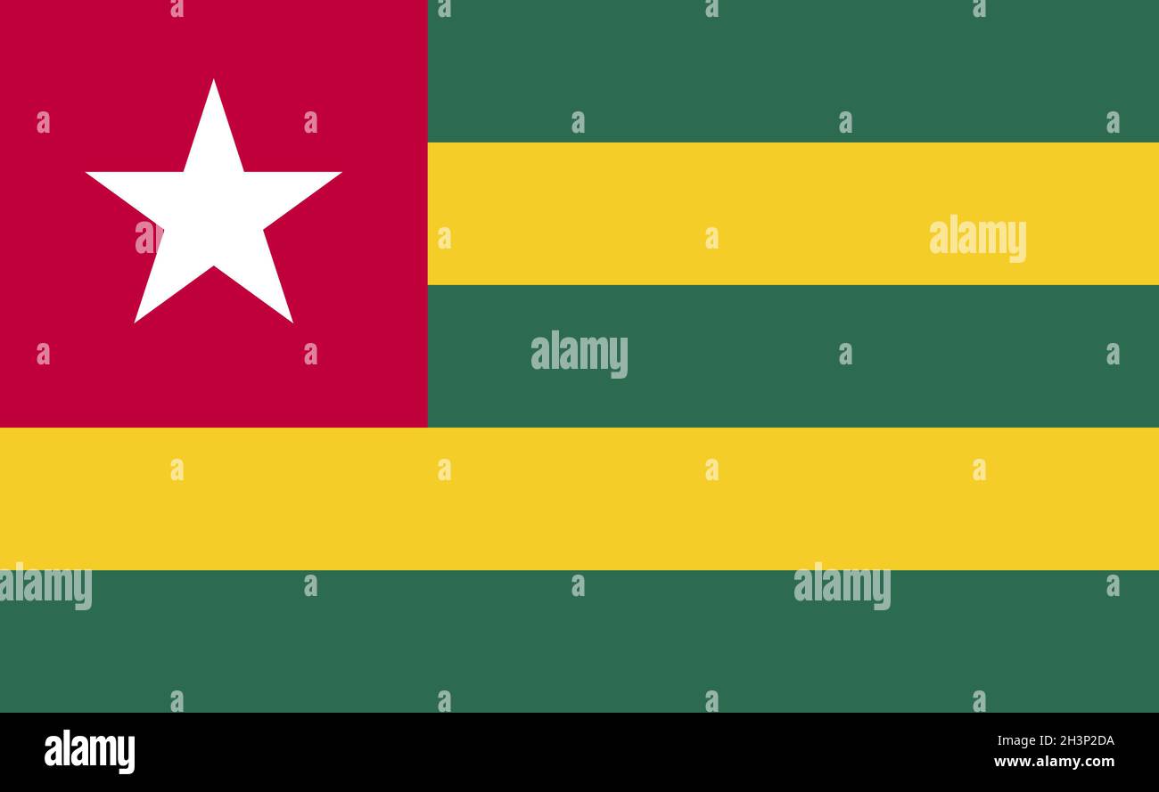 Togo national flag in exact proportions - Vector Stock Photo