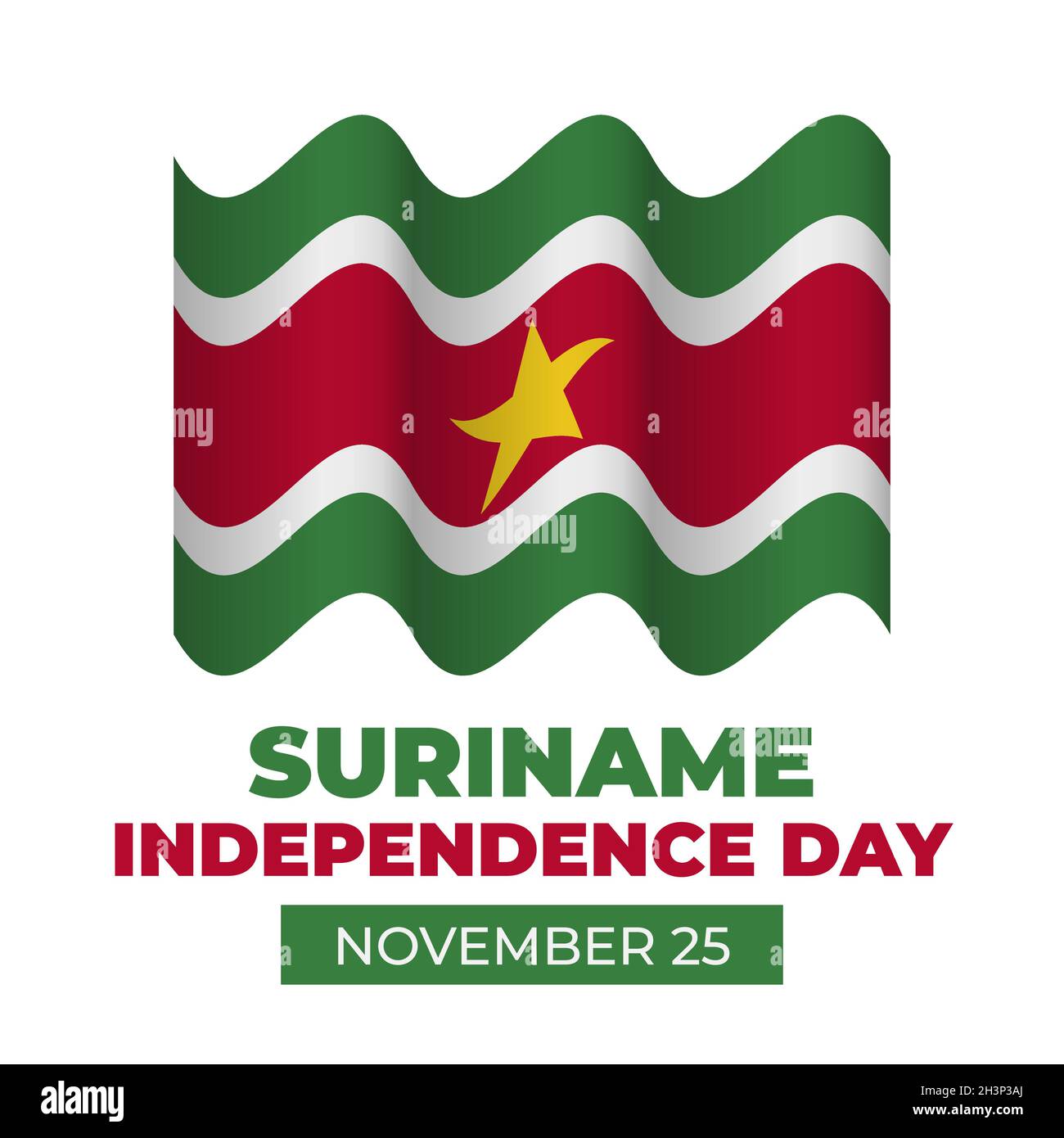 Suriname Independence Day lettering with flag. National holiday