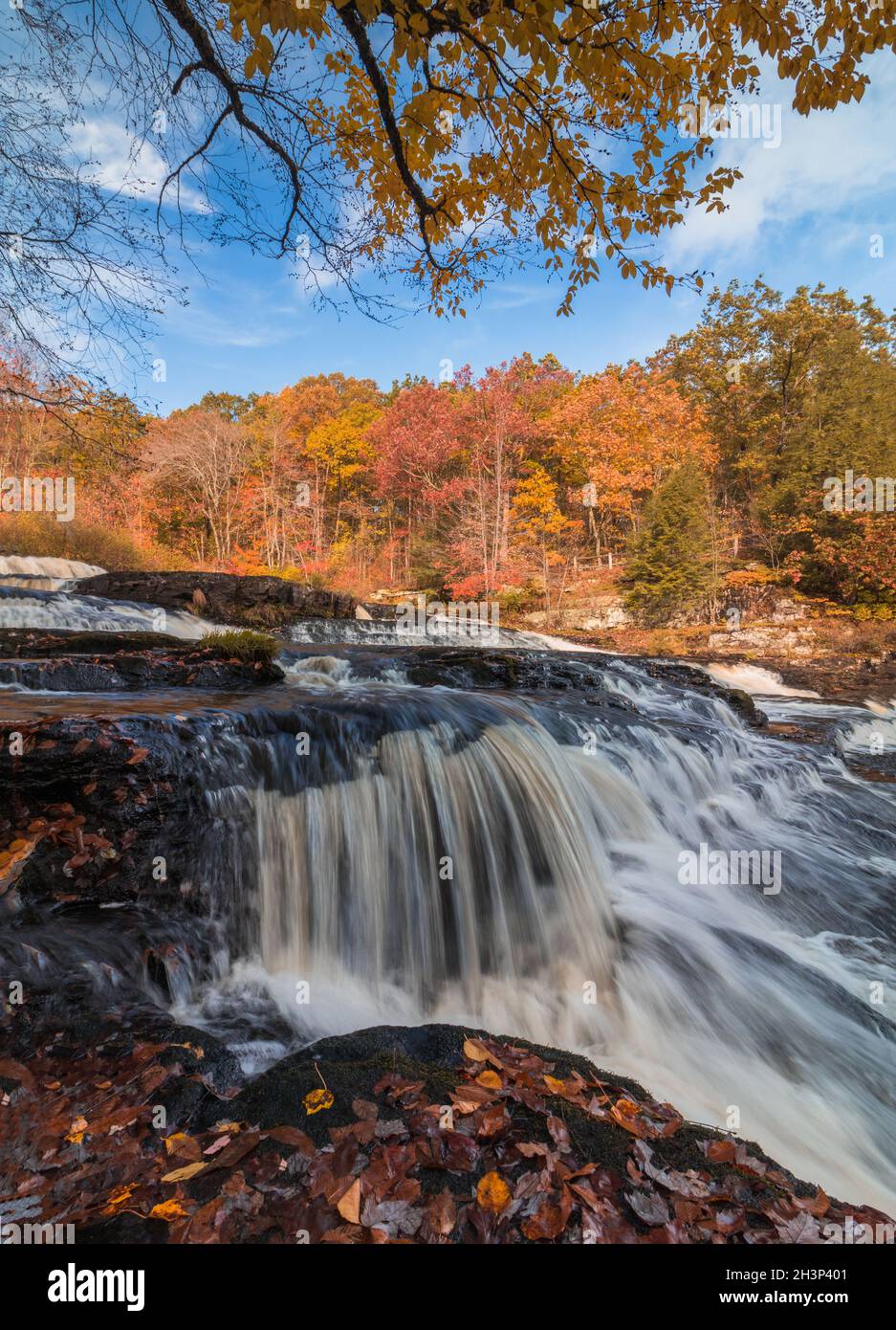 Shohola Falls in the Pennsylvania Poconos on a beautiful fall morning ...