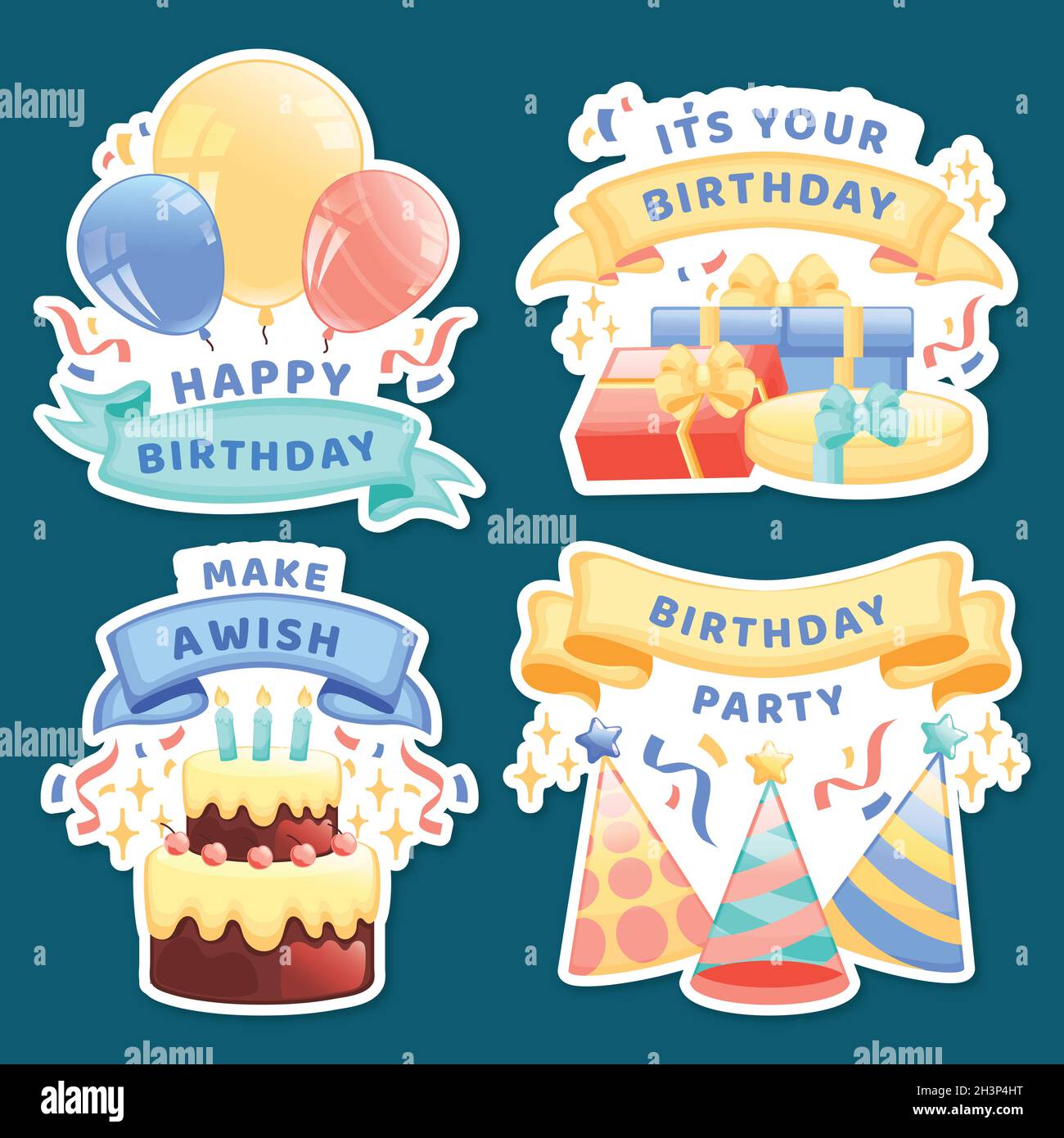 Detailed Birthday Badge Set Vector Design Illustration Stock Vector Image Art Alamy