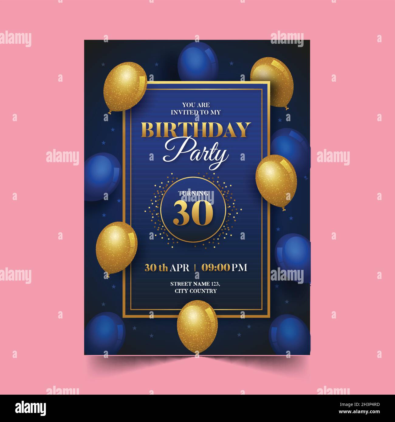 gradient elegant birthday invitation with balloons vector design illustration Stock Vector