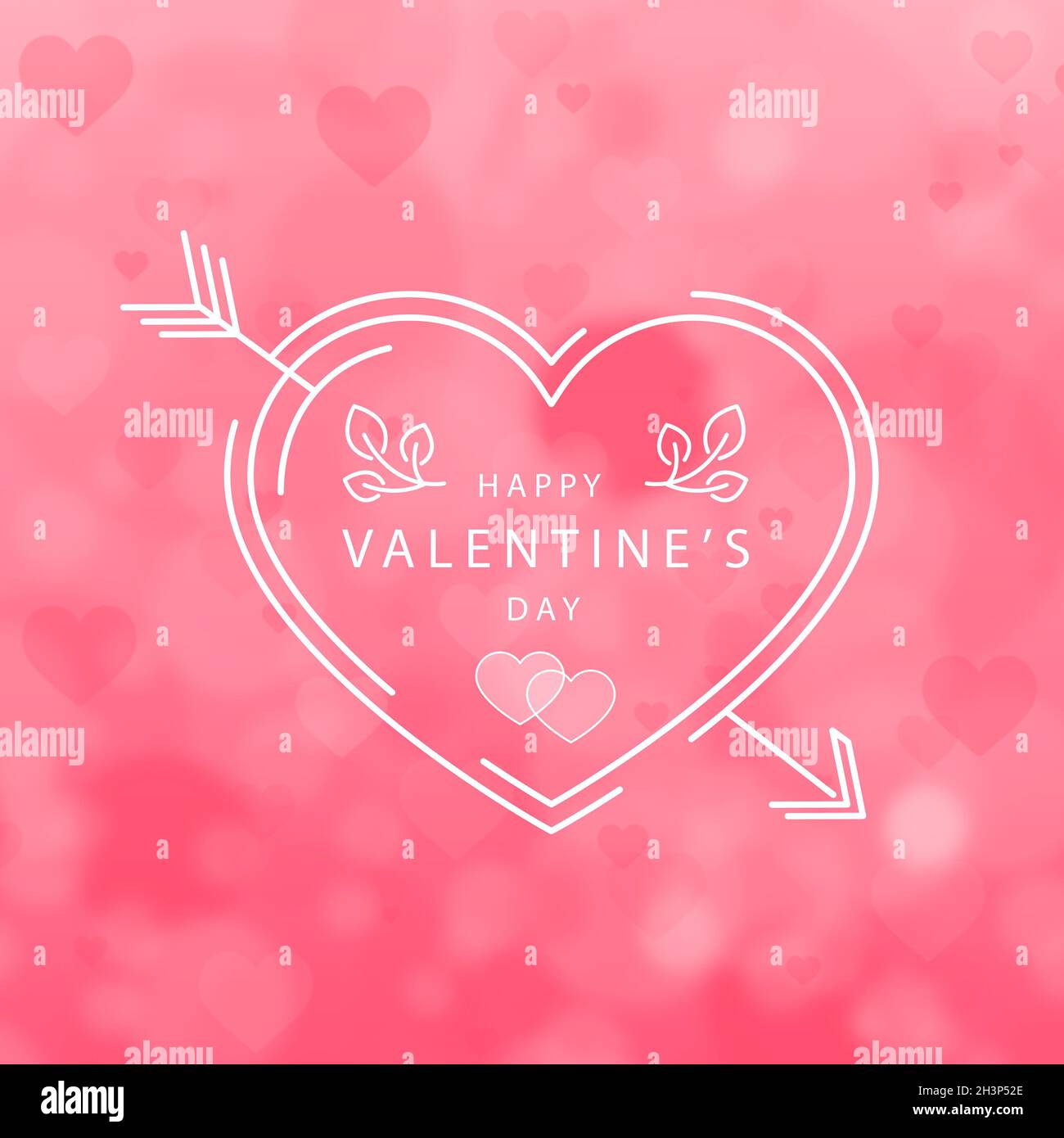 Red and pink bokeh background with hearts with a happy wish Stock Photo ...